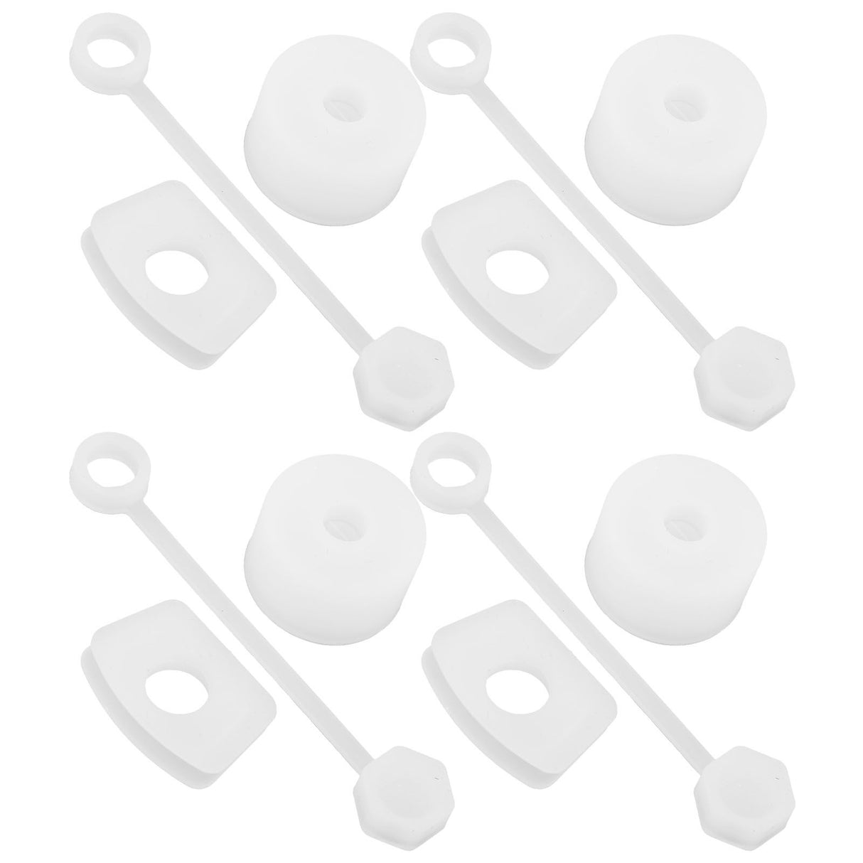 4 Set Silicone Spill Proof Stopper Set Tumbler Accessories Including Straw Cover Cap Square Leak Stopper Round Lid Stopper Plug Transparent White