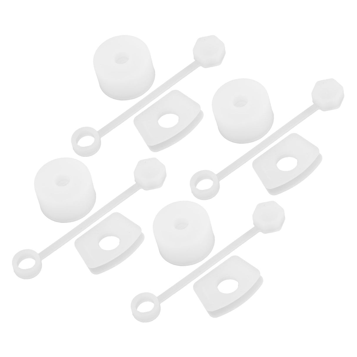 4 Set Silicone Spill Proof Stopper Set Tumbler Accessories Including Straw Cover Cap Square Leak Stopper Round Lid Stopper Plug Transparent White