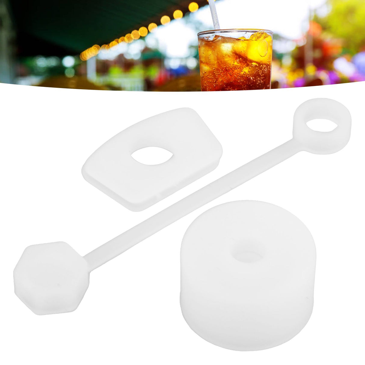 4 Set Silicone Spill Proof Stopper Set Tumbler Accessories Including Straw Cover Cap Square Leak Stopper Round Lid Stopper Plug Transparent White