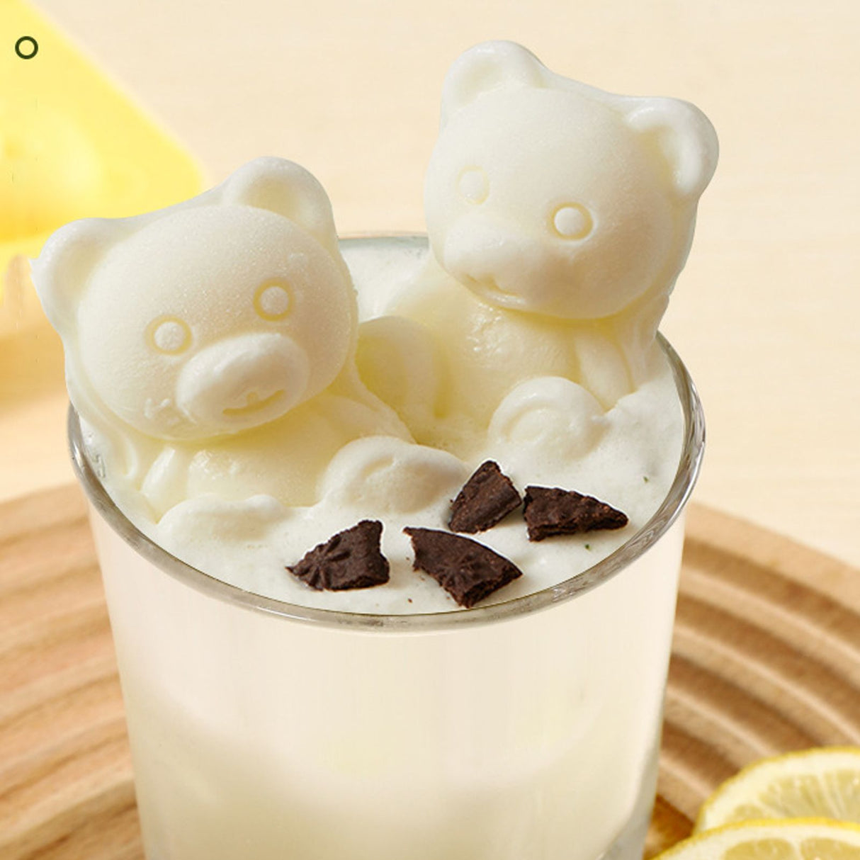 Little Bear Shape Ice Mold 4 Grids Silicone Ice Block Mould for Making Ice Cream Cake Candle Yellow