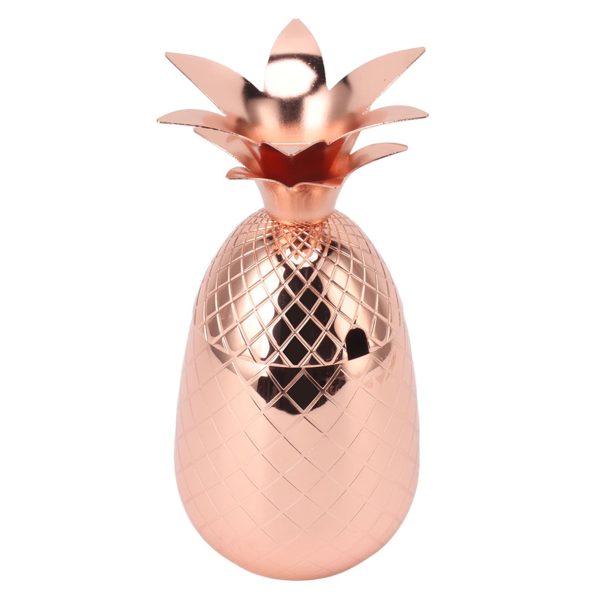 Cocktail Shaker Pineapple Shape Stainless Steel Polished Smooth Surface 500ml for Home Bar Rose Gold