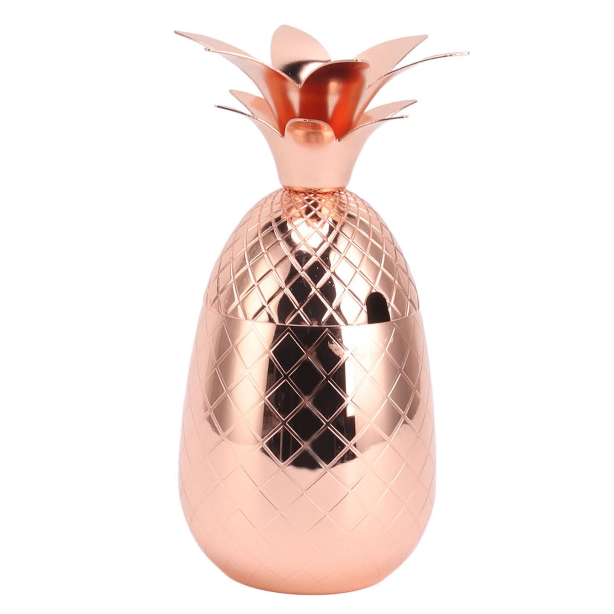 Cocktail Shaker Pineapple Shape Stainless Steel Polished Smooth Surface 500ml for Home Bar Rose Gold
