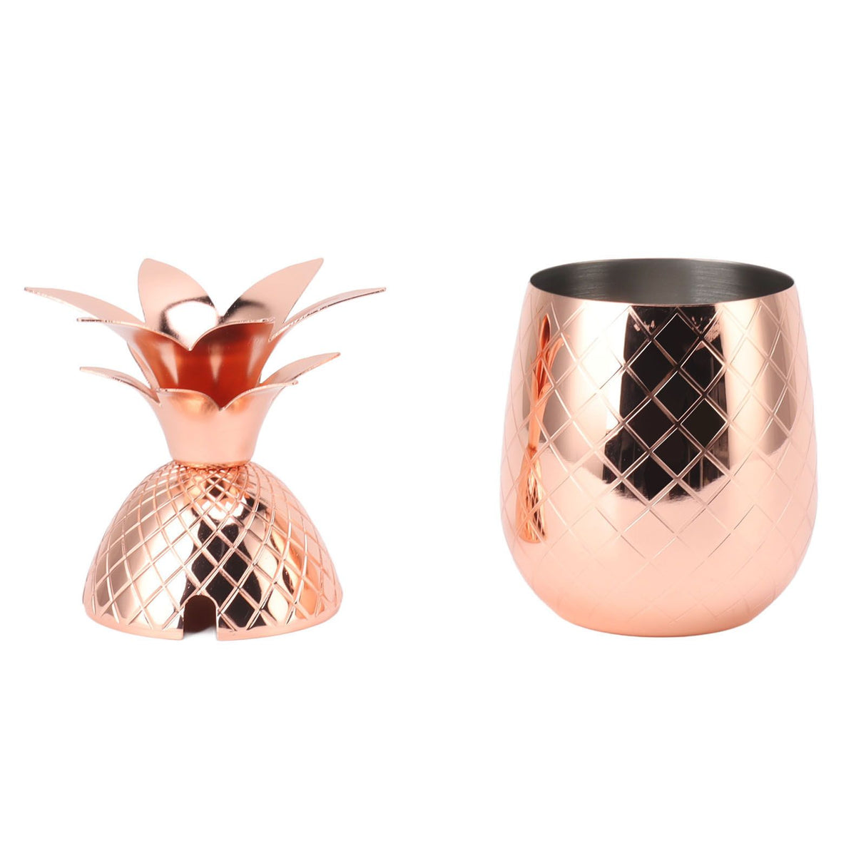 Cocktail Shaker Pineapple Shape Stainless Steel Polished Smooth Surface 500ml for Home Bar Rose Gold