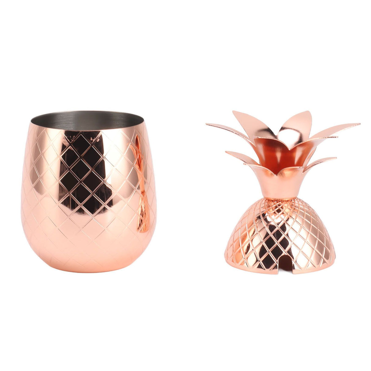 Cocktail Shaker Pineapple Shape Stainless Steel Polished Smooth Surface 500ml for Home Bar Rose Gold