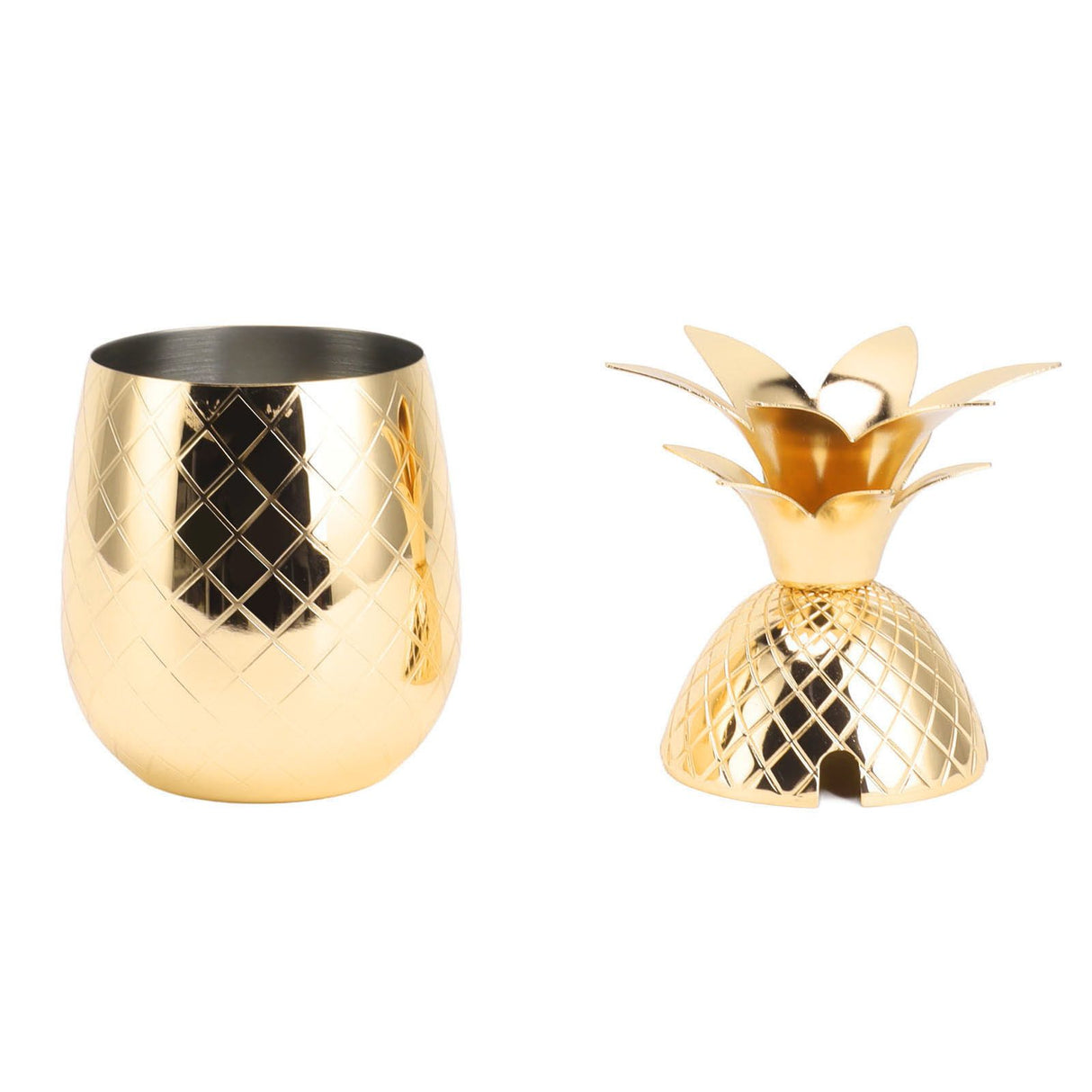 Cocktail Shaker Pineapple Shape Stainless Steel Polished Smooth Surface 500ml for Home Bar Gold
