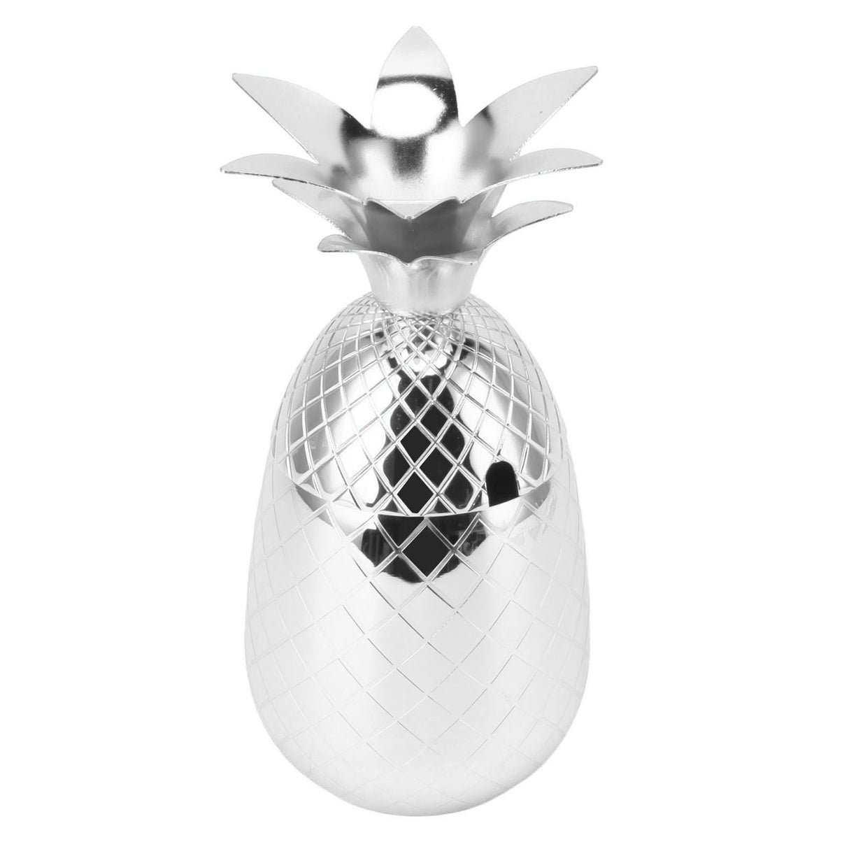 Cocktail Shaker Pineapple Shape Stainless Steel Polished Smooth Surface 500ml for Home Bar Silver
