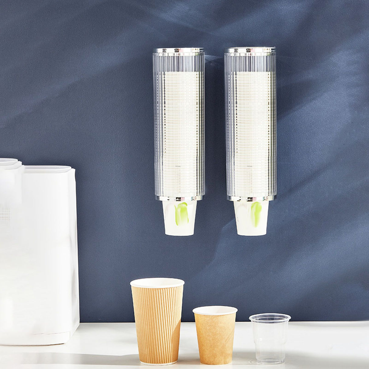 Plastic Disposable Paper Cups Dispenser Wall Mount Pull Type Water Cooler Cup Dispenser Automatic Remover Cup Holder for Home Hospital Gym Office