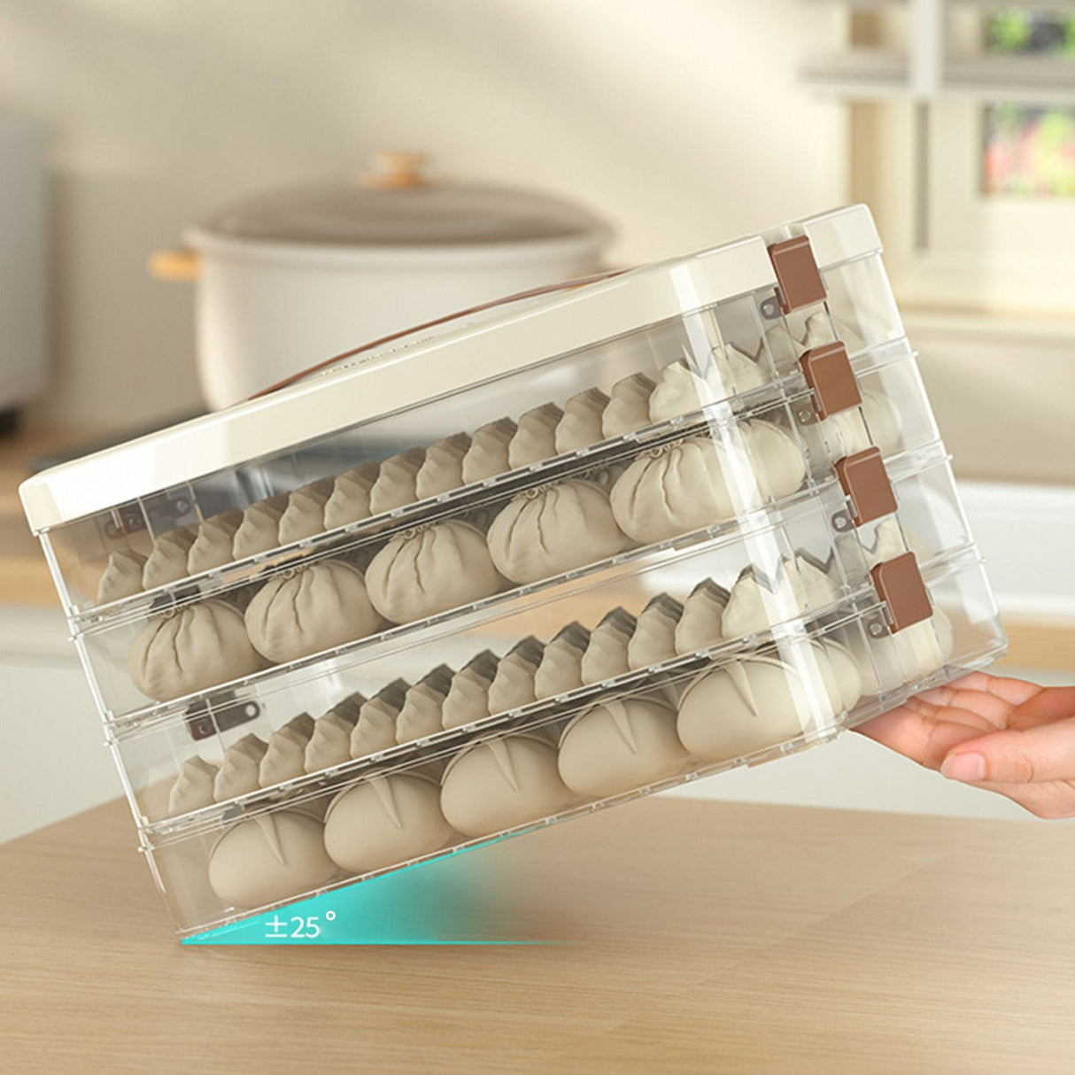 Dumpling Storage Box Large Capacity Multi Layer Transparent Plastic Airtight Food Container Kitchen Supplies 4 Layers