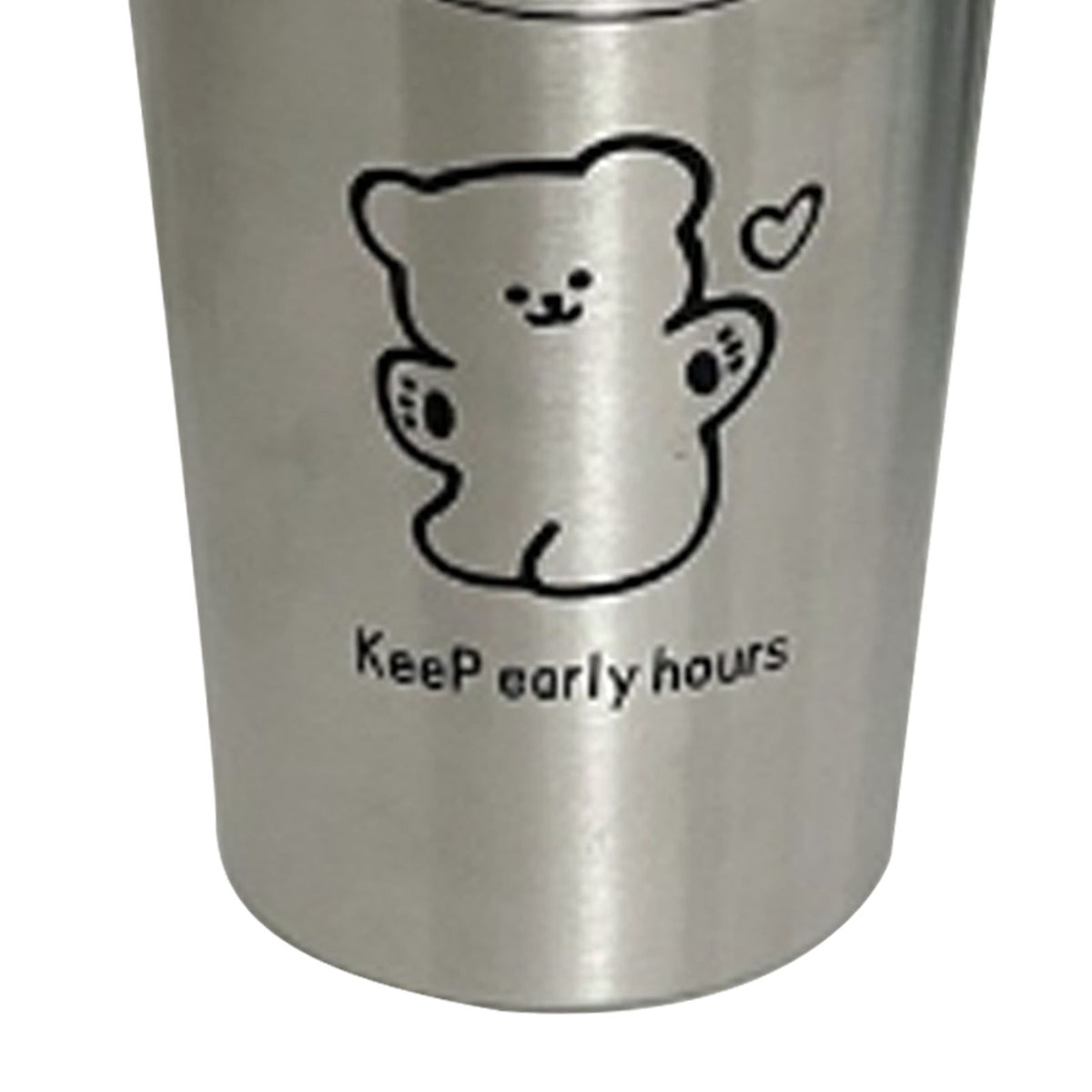 Stainless Steel Cold Tumbler 500ml with Metal Straws Lid Iced Coffee Travel Mug for Coffee Water Tea Happy Bear