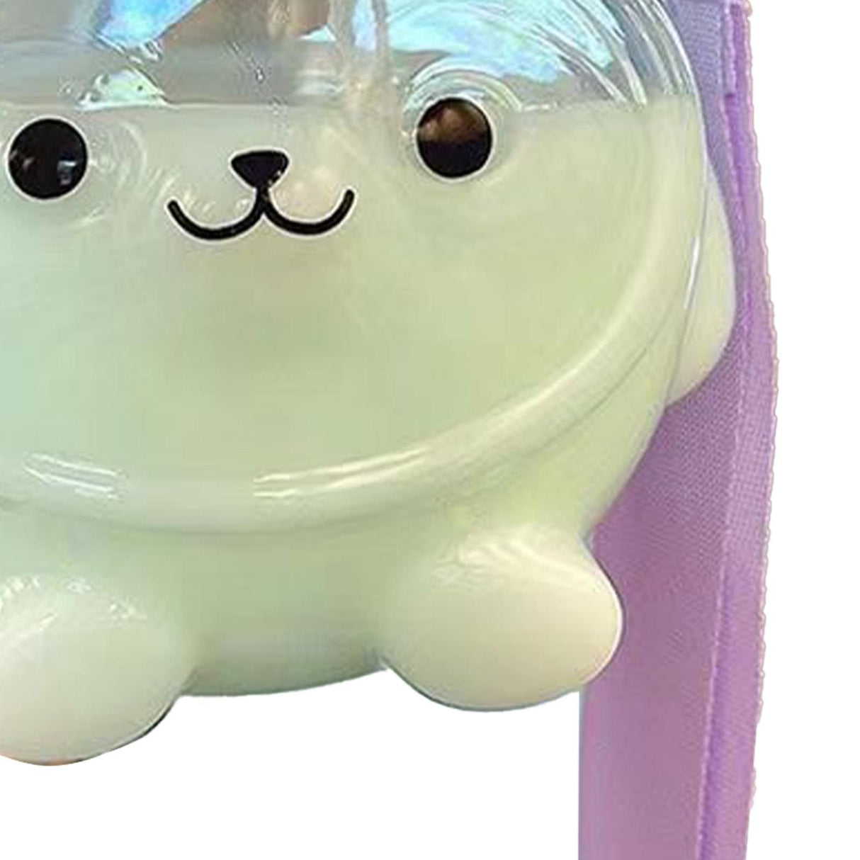Large Water Bottle 1000ml Cartoon Bear Shape Portable Drinking Bottle with Straw Strap for Summer Purple