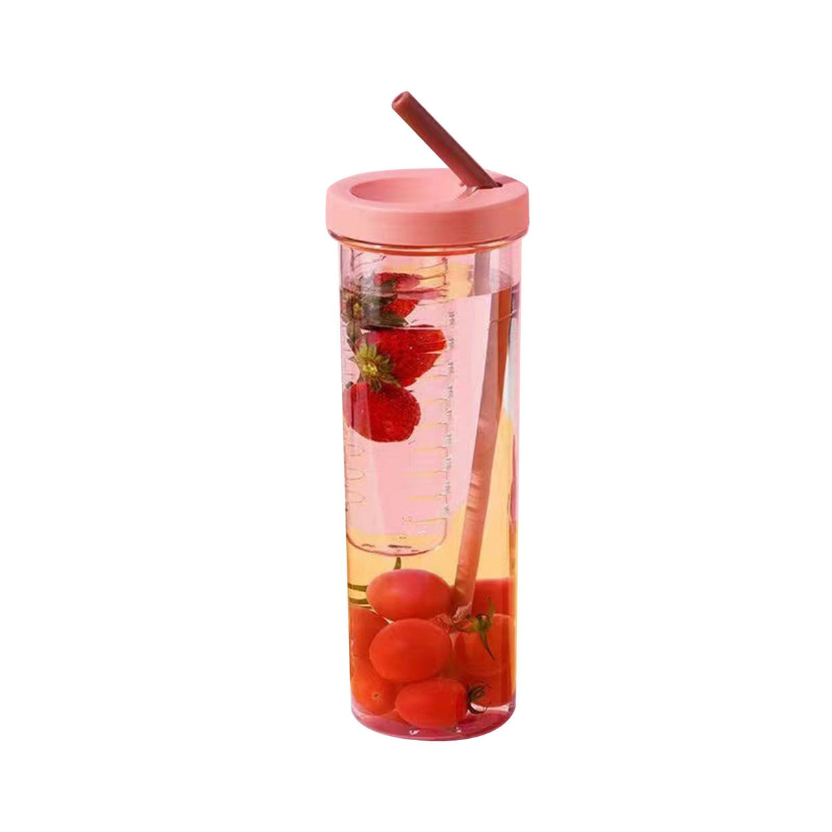 700ml Straw Cup Transparent Plastic Water Bottle with Straw Portable Juice Cup Drinking Bottle Pink