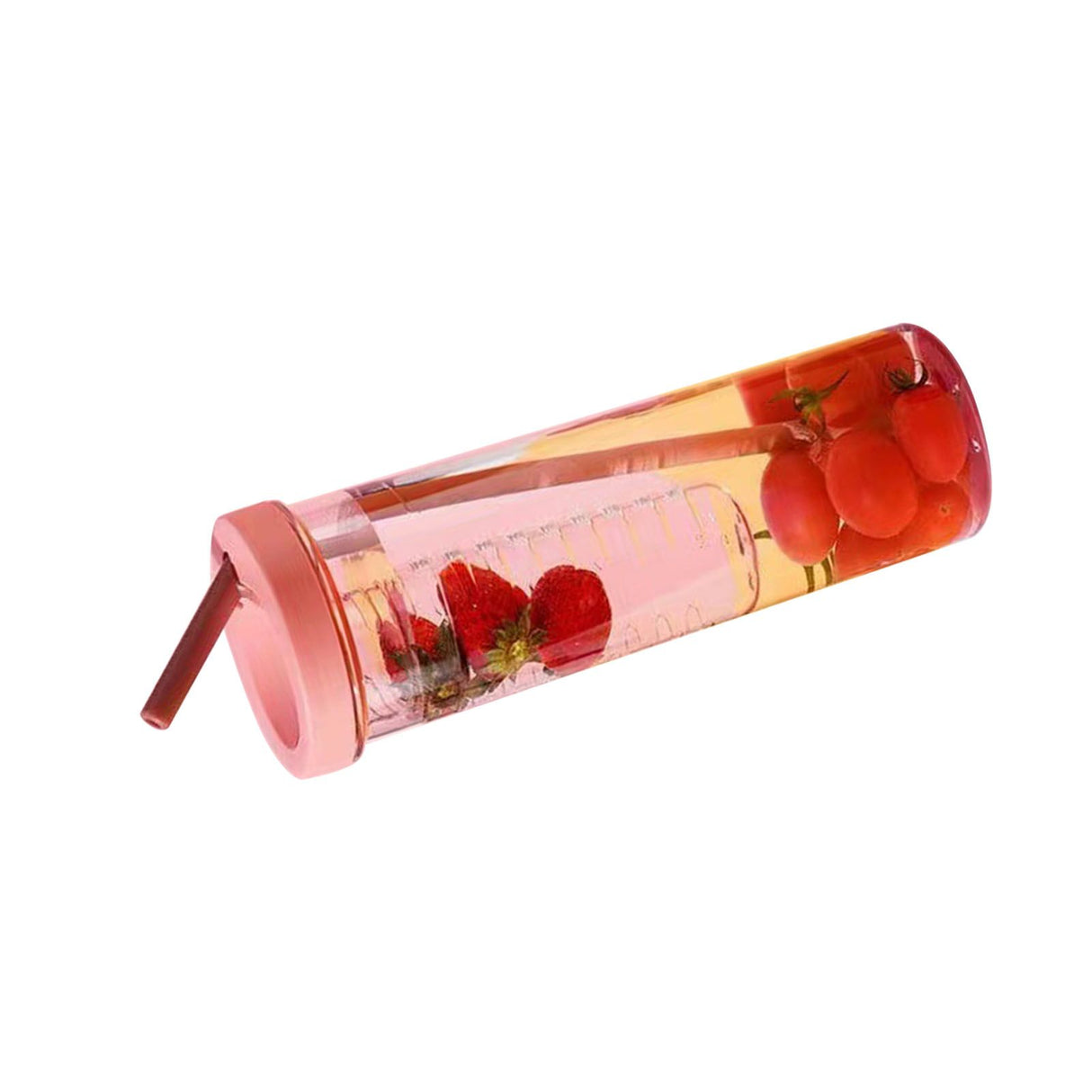 700ml Straw Cup Transparent Plastic Water Bottle with Straw Portable Juice Cup Drinking Bottle Pink