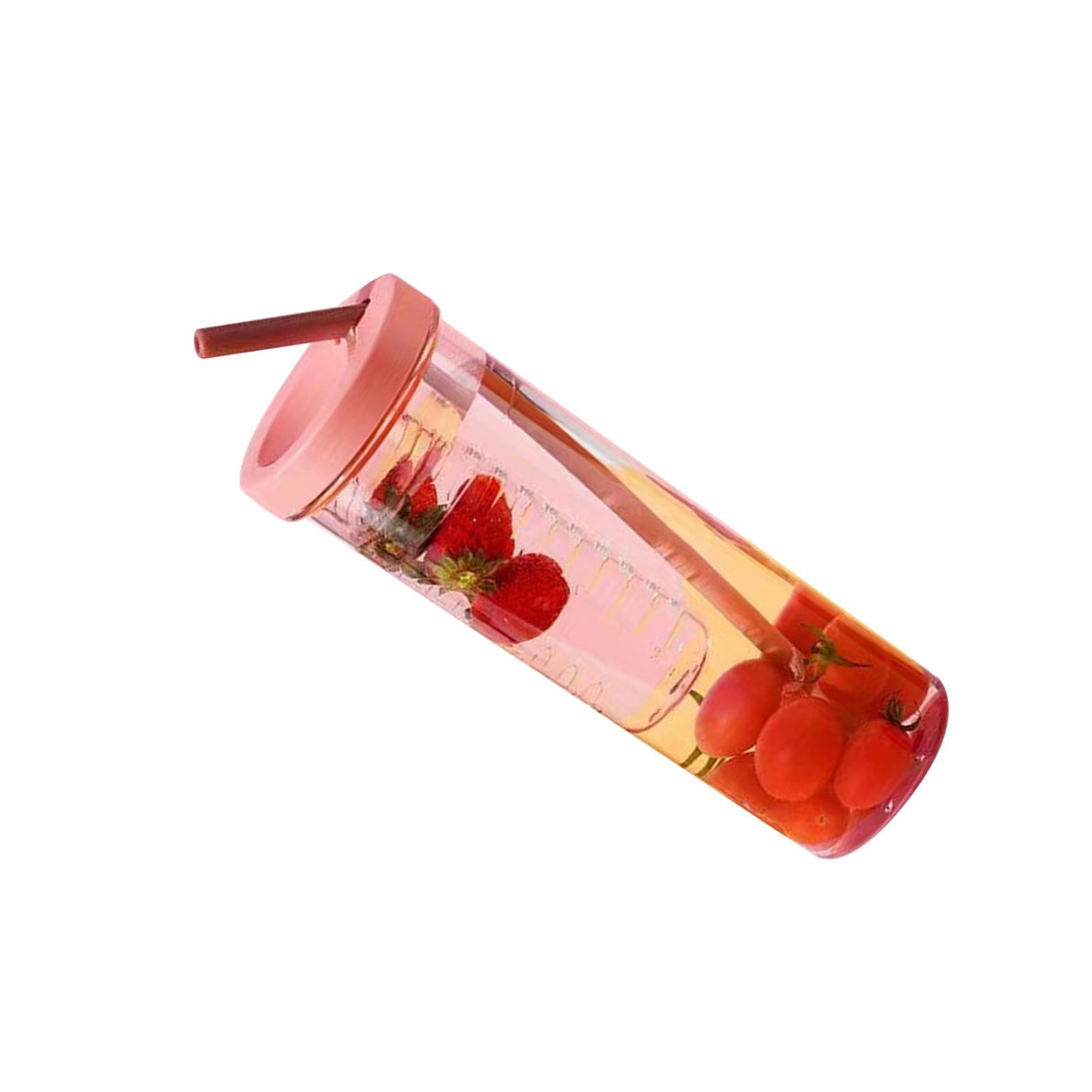 700ml Straw Cup Transparent Plastic Water Bottle with Straw Portable Juice Cup Drinking Bottle Pink