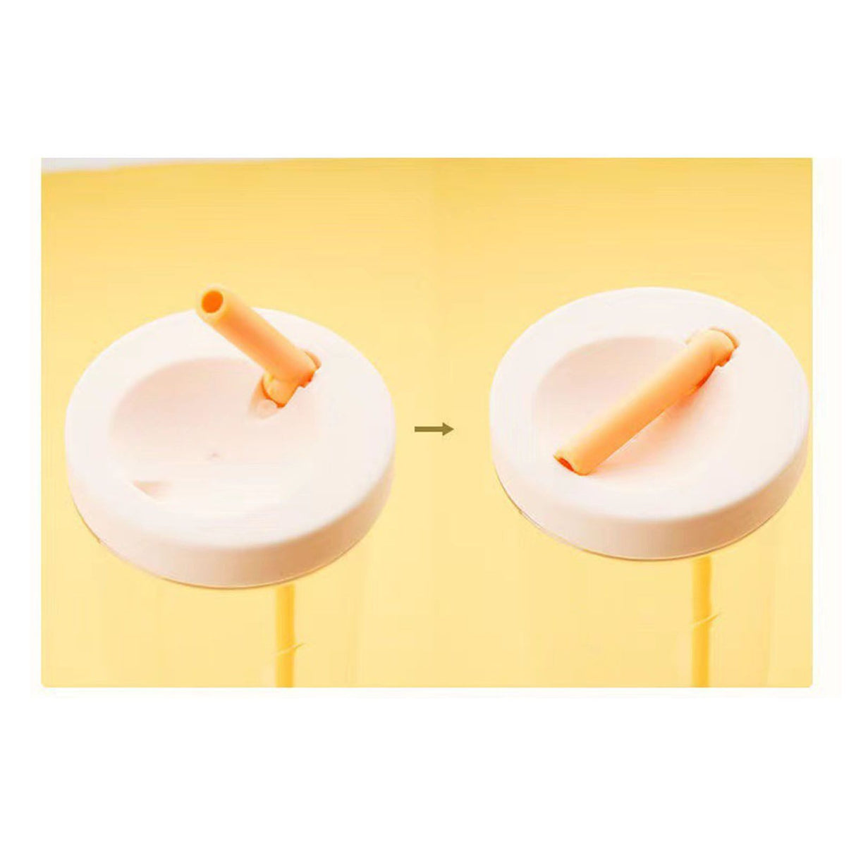 700ml Straw Cup Transparent Plastic Water Bottle with Straw Portable Juice Cup Drinking Bottle Pale Yellow