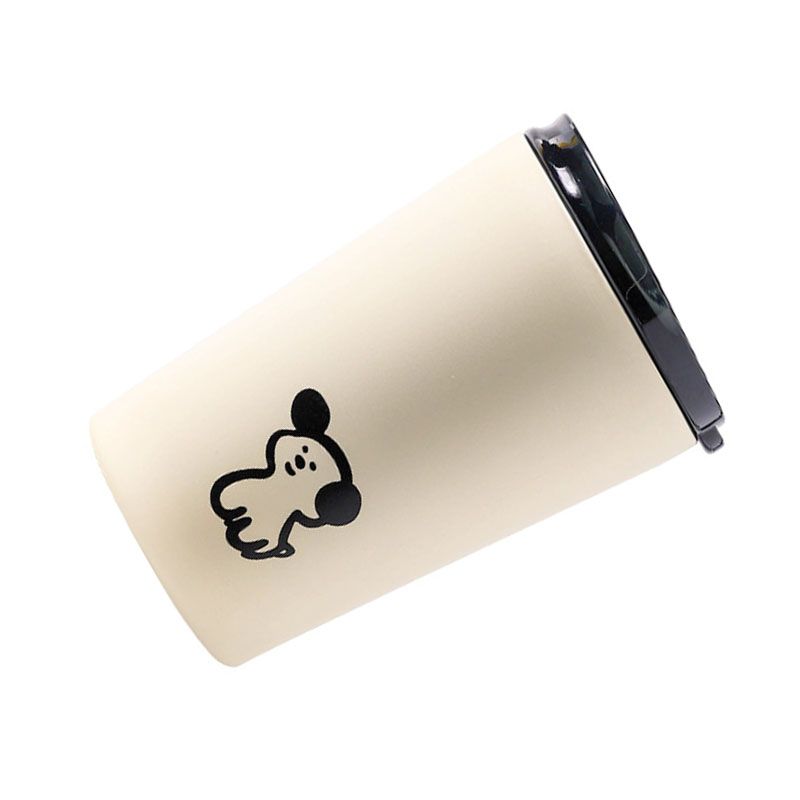 Insulated Cup Vacuum with Lid Frosted Stainless Steel Small Accompanying Thermal for Coffee Water Cute Puppy Pattern 360ml