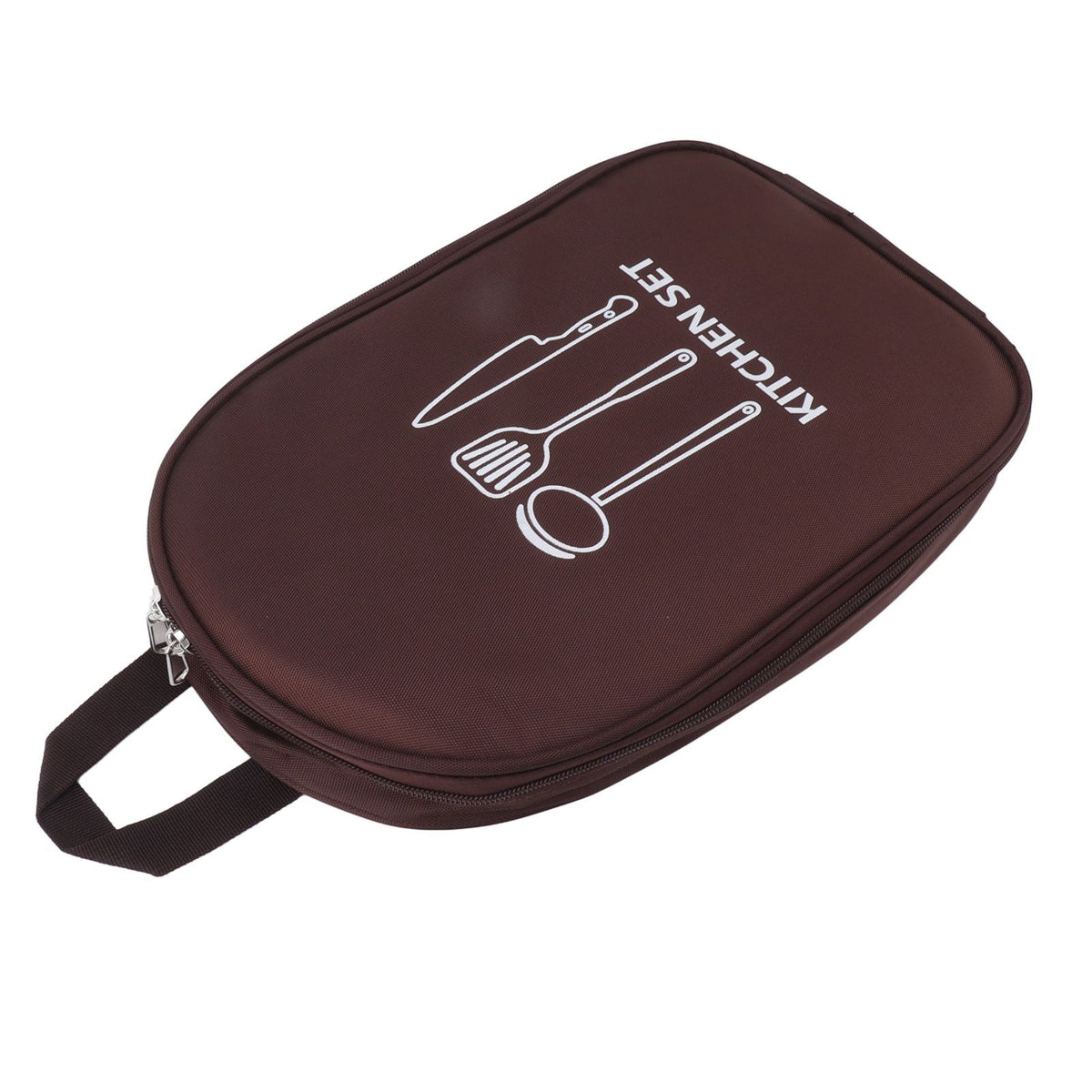 Camping Travel Cooking Utensils Bag Travel Cookware Pouch Bag with Handle for BBQ Camp Cookware Kitchen Kit Brown