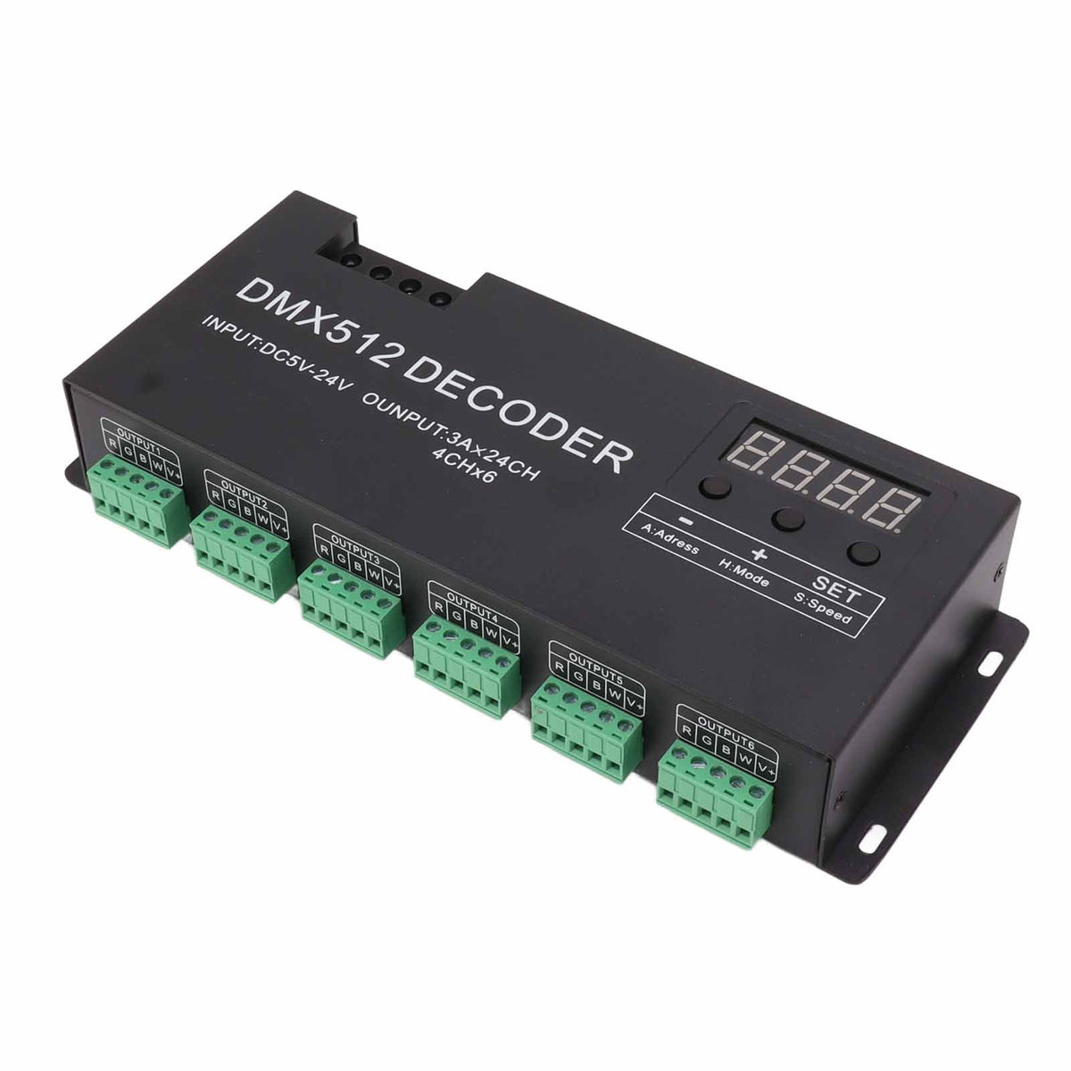 24 Channel DMX Decoder Digital Display RGBW DMX512 Dimming Driver LED Controller for Stage Bar DC5V‑24V