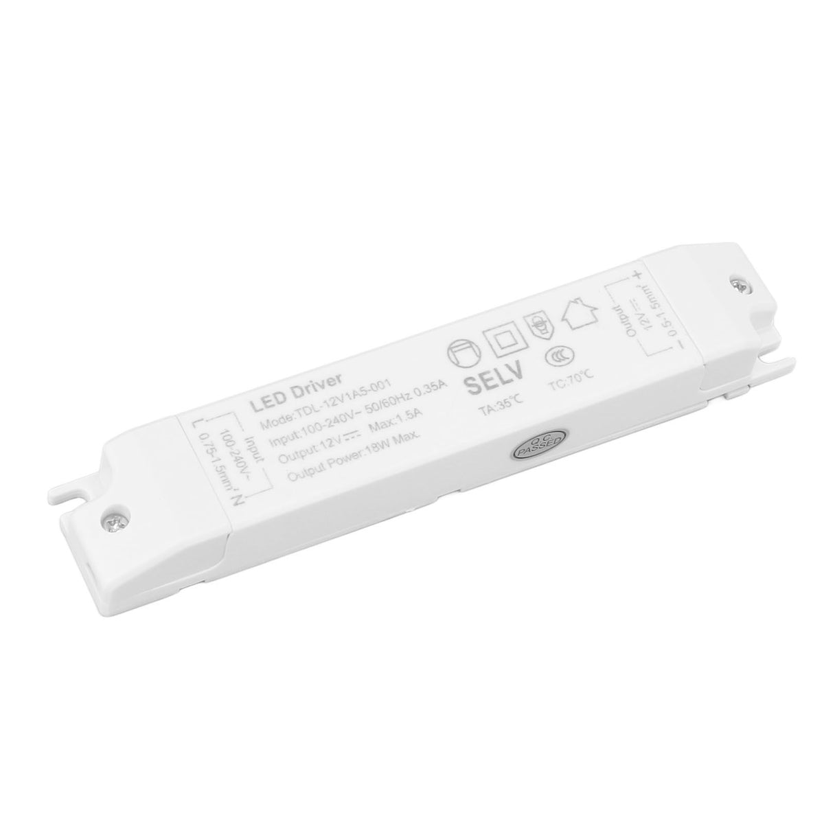 18W LED Transformer Driver DC12V 1.5A ABS Multi Protections LED Power Supply for Home AC100‑240V