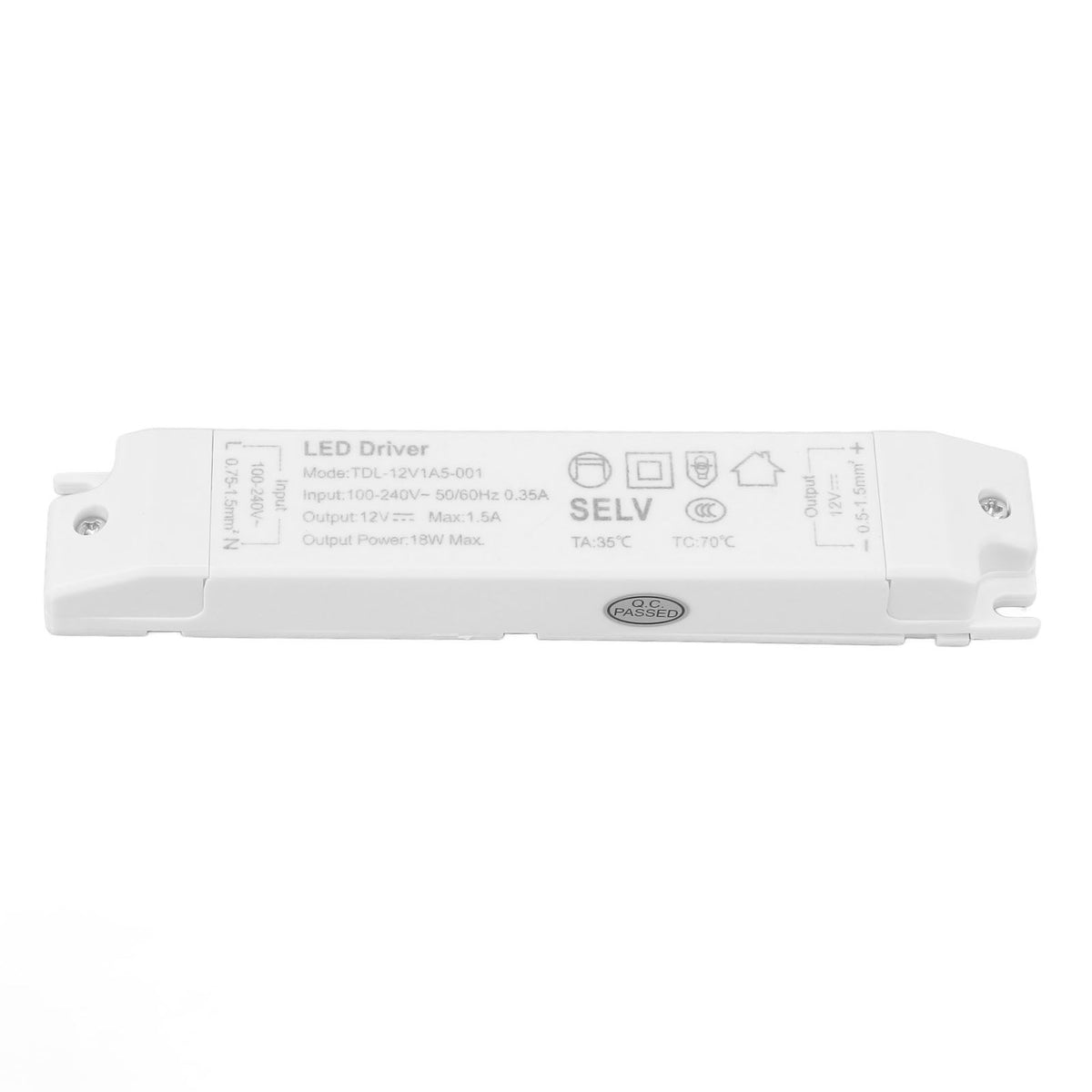 18W LED Transformer Driver DC12V 1.5A ABS Multi Protections LED Power Supply for Home AC100‑240V