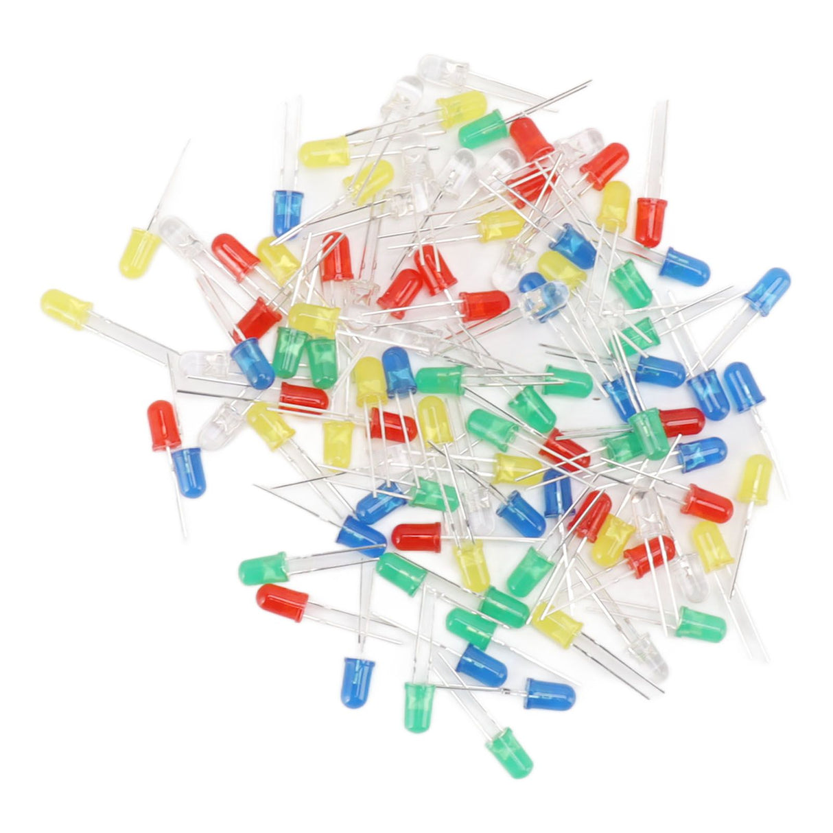 100pcs 5mm LED Diodes Red Green Yellow Blue White Light Emitting Diodes for Appliance DIY Science Project