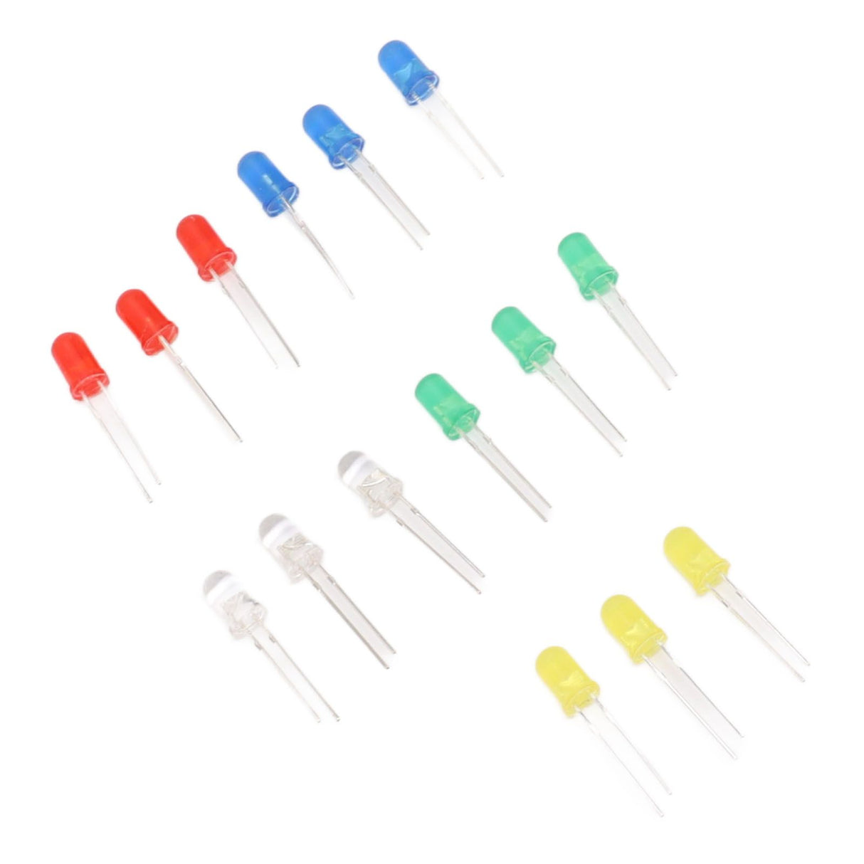 100pcs 5mm LED Diodes Red Green Yellow Blue White Light Emitting Diodes for Appliance DIY Science Project