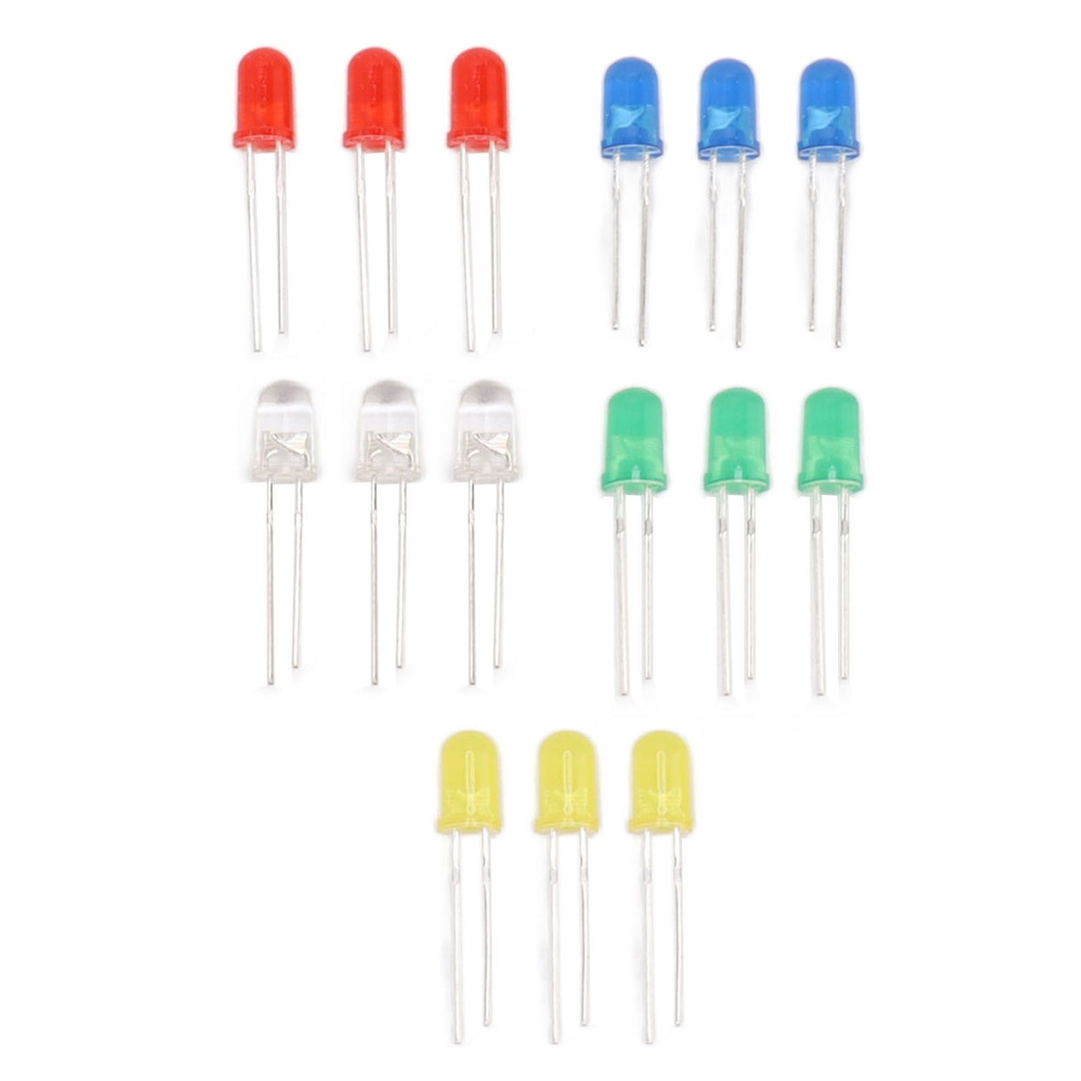 100pcs 5mm LED Diodes Red Green Yellow Blue White Light Emitting Diodes for Appliance DIY Science Project