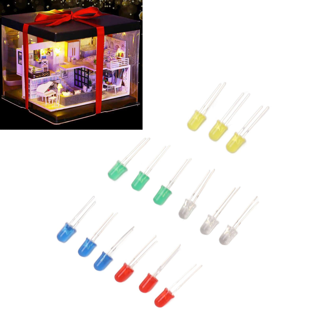 100pcs 5mm LED Diodes Red Green Yellow Blue White Light Emitting Diodes for Appliance DIY Science Project