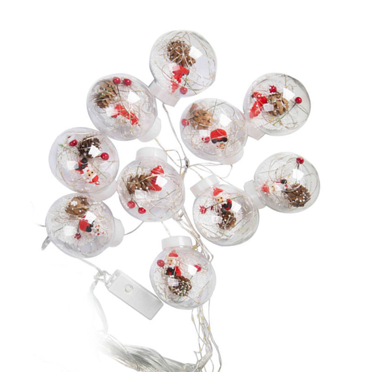 Globe String Lights Santa Style Powered Safe PVC Christmas String Lights for Home Cafe Party