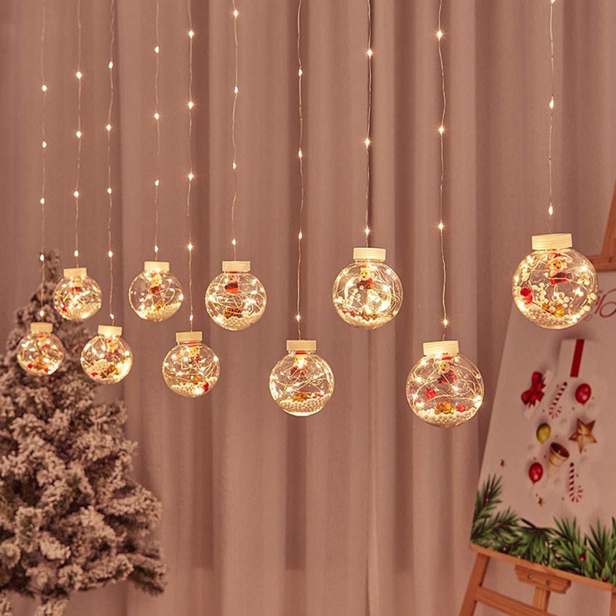 Globe String Lights Santa Style Powered Safe PVC Christmas String Lights for Home Cafe Party