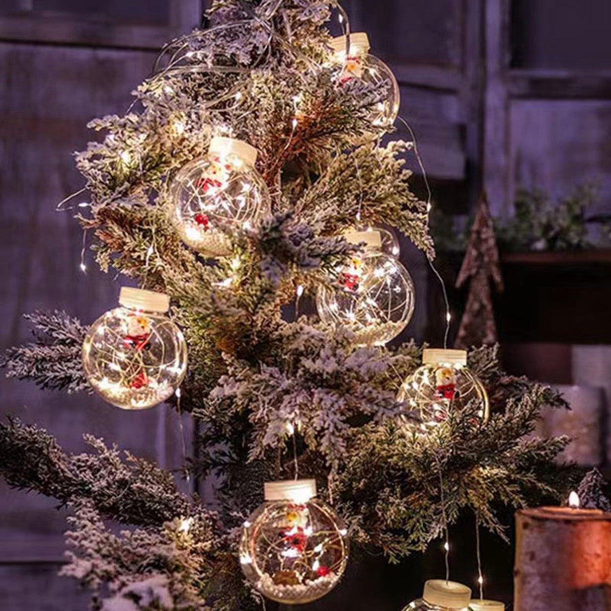 Globe String Lights Santa Style Powered Safe PVC Christmas String Lights for Home Cafe Party