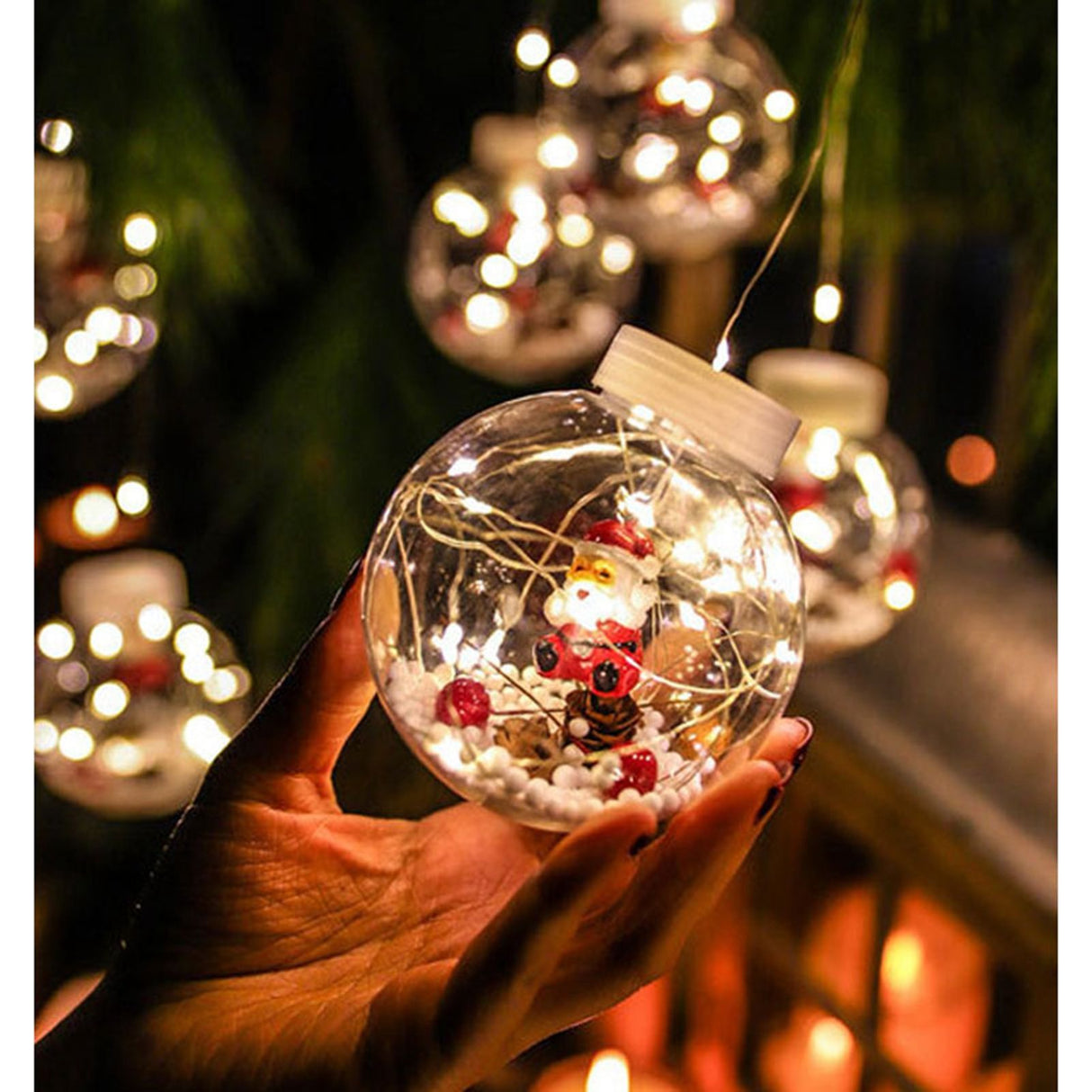 Globe String Lights Santa Style Powered Safe PVC Christmas String Lights for Home Cafe Party