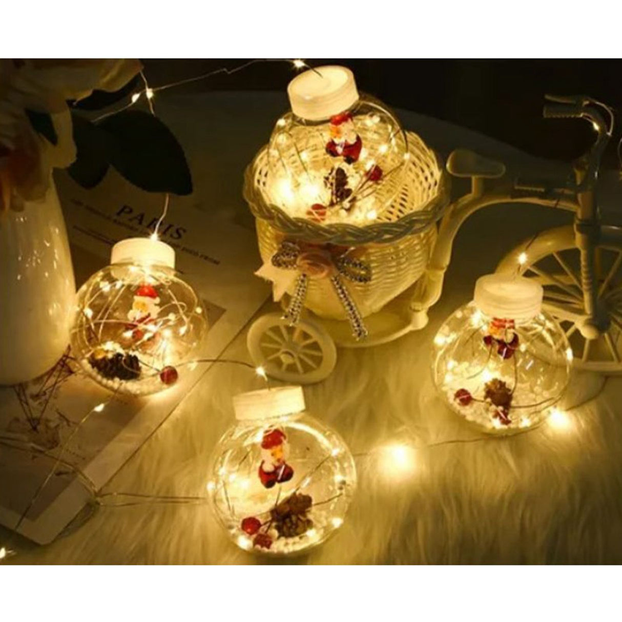 Globe String Lights Santa Style Powered Safe PVC Christmas String Lights for Home Cafe Party