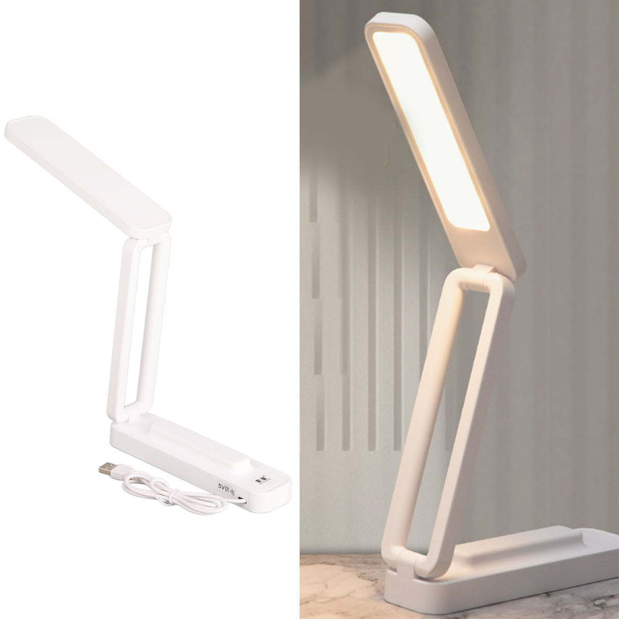 Desk Lamp Foldable Portable Plug in Soft Light Table Lamp for Office Home