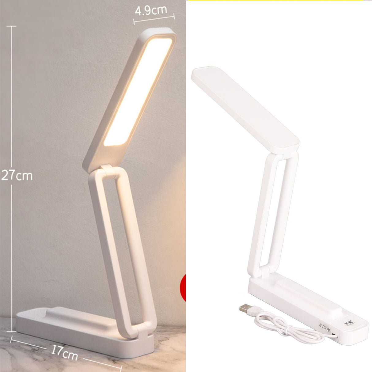 Desk Lamp Foldable Portable Plug in Soft Light Table Lamp for Office Home