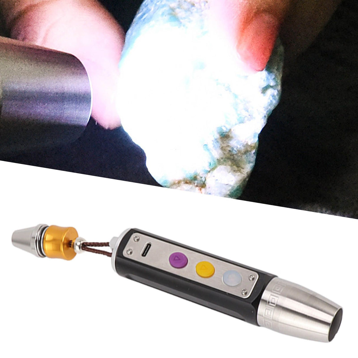 Jade Appraisal Light 3 Light Source Stepless Dimming LED Jade Identification Flashlight for Jewelry Black