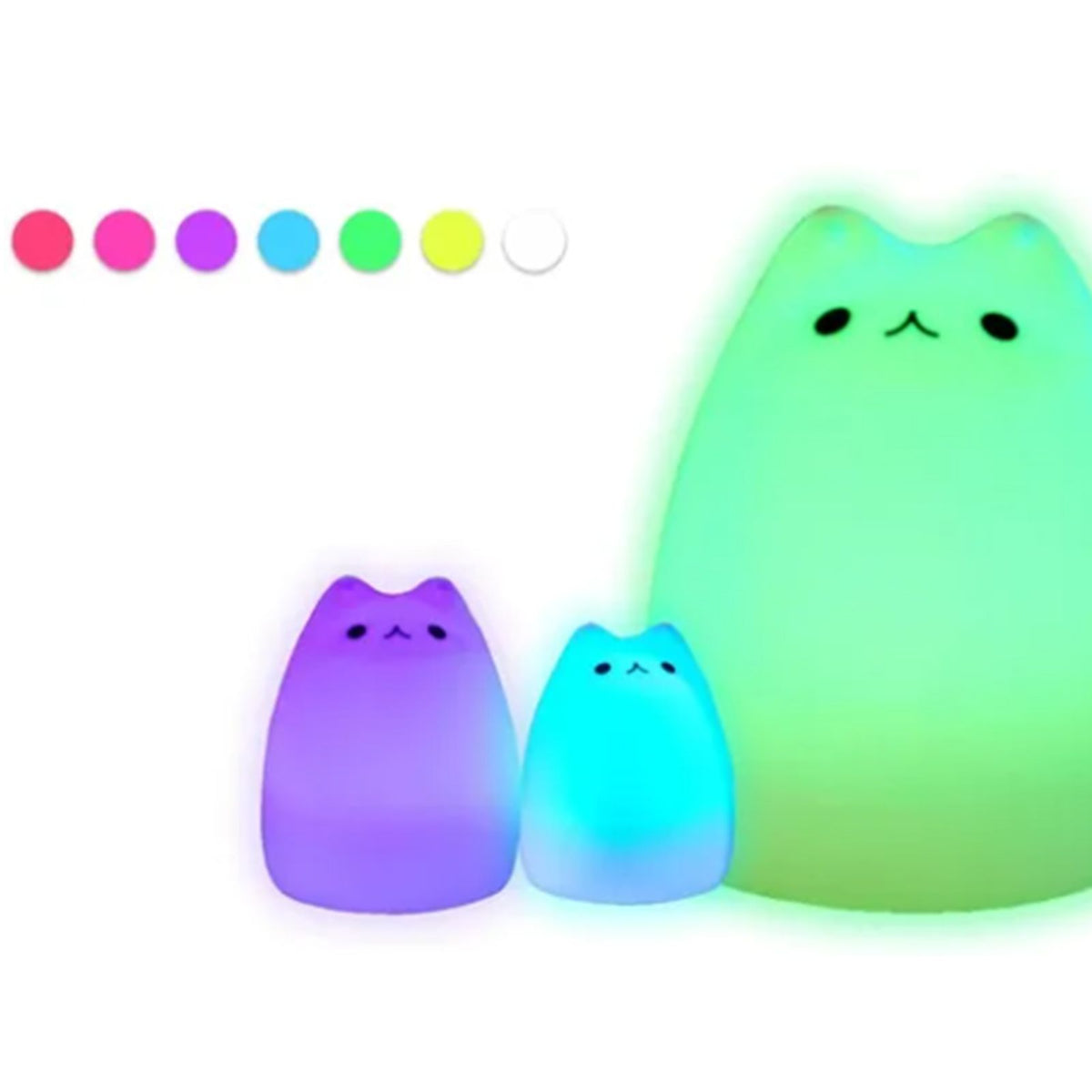 Cute Cat Night Light for Kids 7 Color LED Tap Nursery Night Light USB Rechargeable Bedside Night Lamp