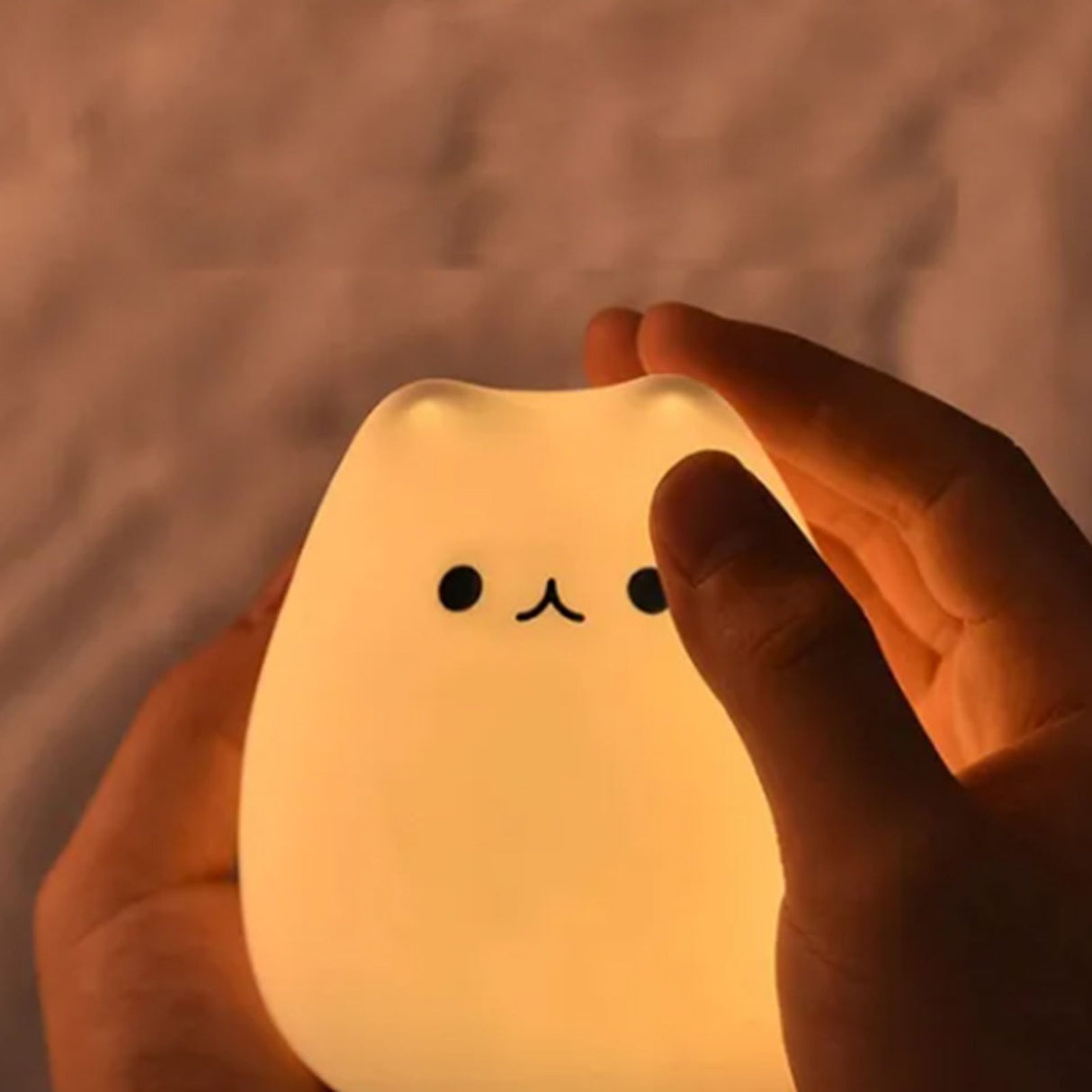 Cute Cat Night Light for Kids 7 Color LED Tap Nursery Night Light USB Rechargeable Bedside Night Lamp