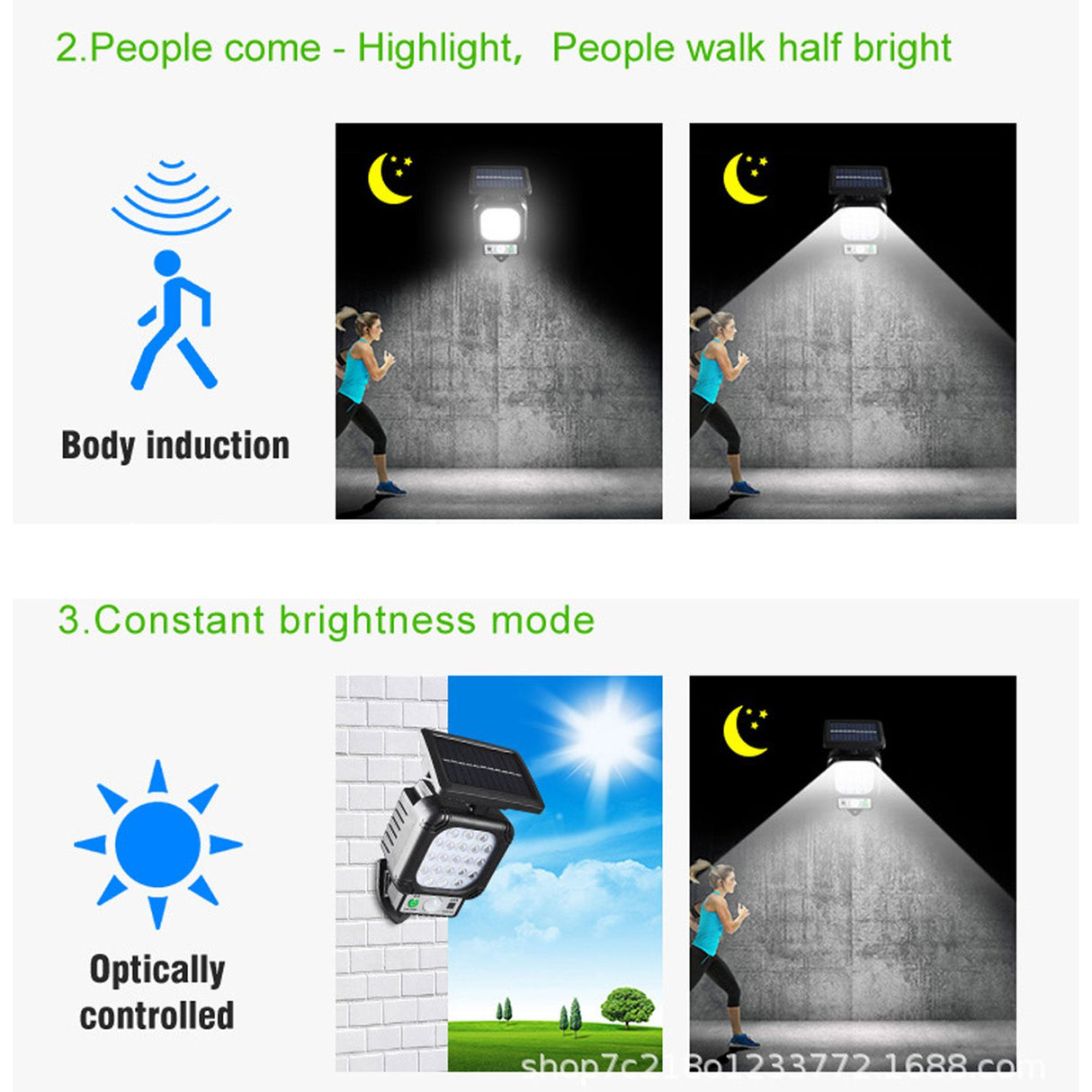 LED Solar Wall Light 21 LED Beads Super Bright IP65 Waterproof Outdoor Solar Motion Sensor Light with 16.4ft Cable