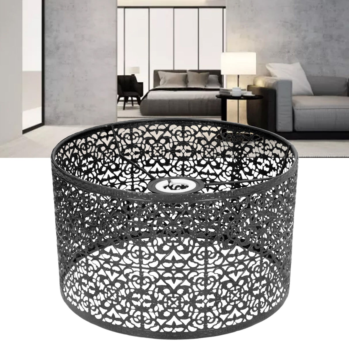 Lamp Shade Hollow Out Metal Lampshade E27 E14 Universal Use Good Heat Dissipation Exquisite Lamp Cover Black