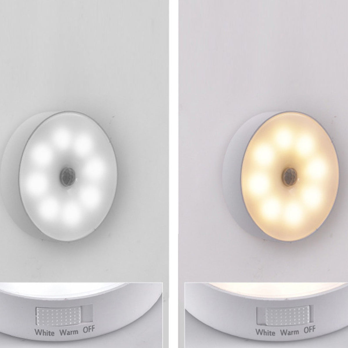4Pcs Motion Sensor Night Light Rechargeable LED Lamp Auto On Off Warm White Lighting for Home