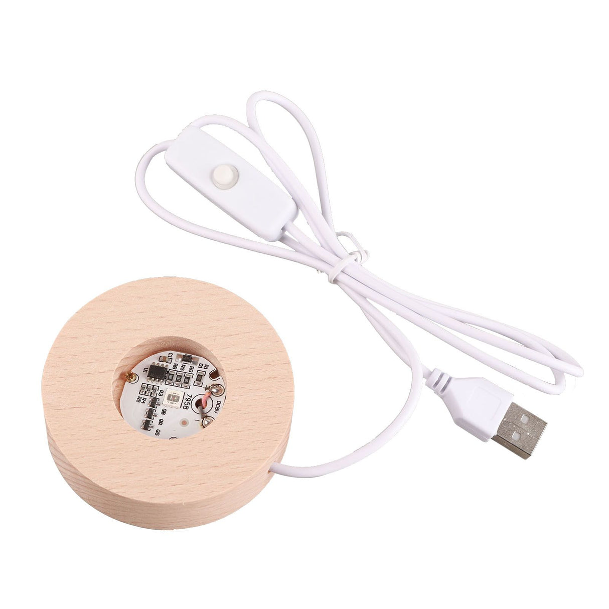 Crystal Ball Night Light 3D Engraving Technology Clear Pattern Soft Light USB Interface Wooden Base for Decoration