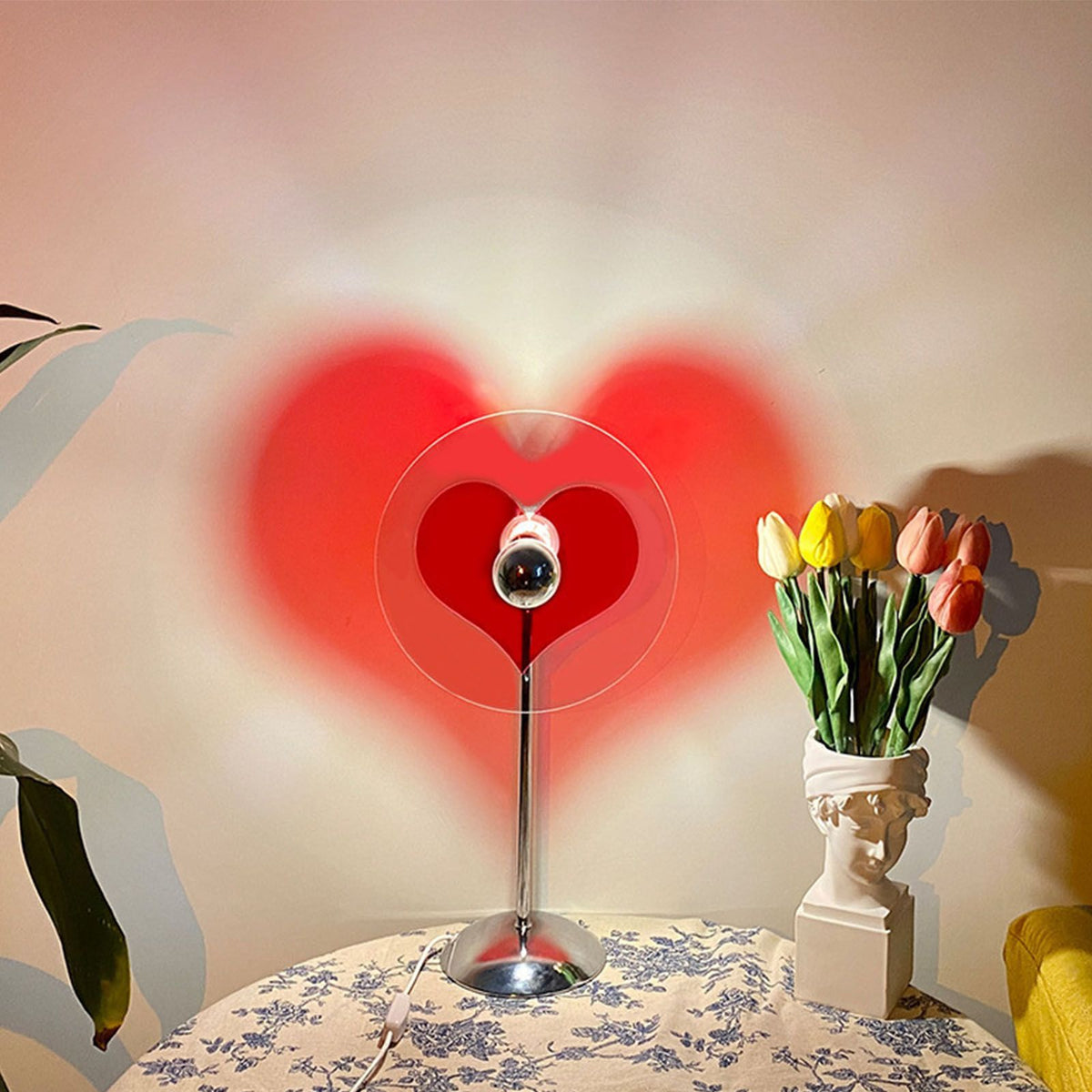 Heart Shaped Projection Table Lamp 4W Sweet Warm 360 Degree Rotatable Decorative Ambient Light