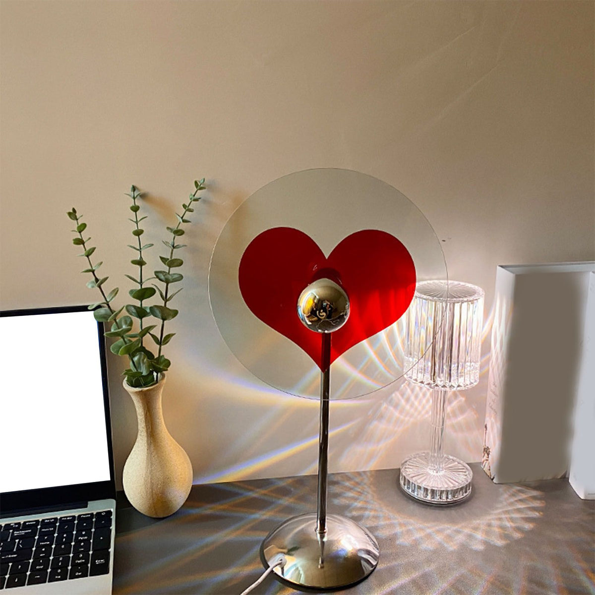 Heart Shaped Projection Table Lamp 4W Sweet Warm 360 Degree Rotatable Decorative Ambient Light