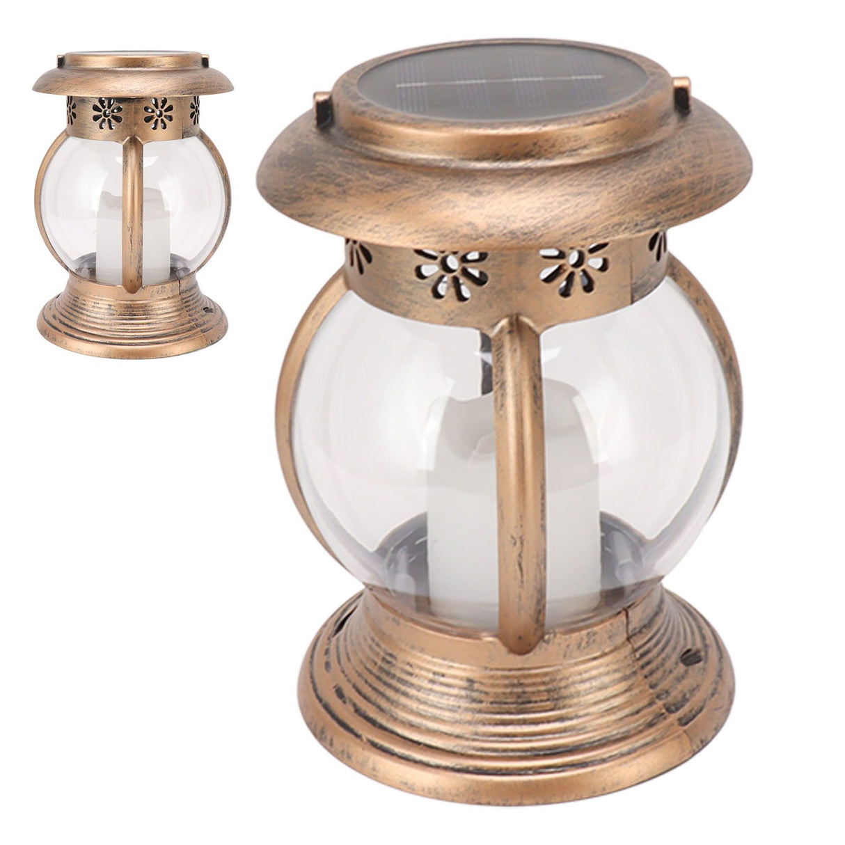 Brass Color Courtyard Solar Powered Hanging Lantern Light IP44 Waterproof Garden LED Lantern Lamp for Yard