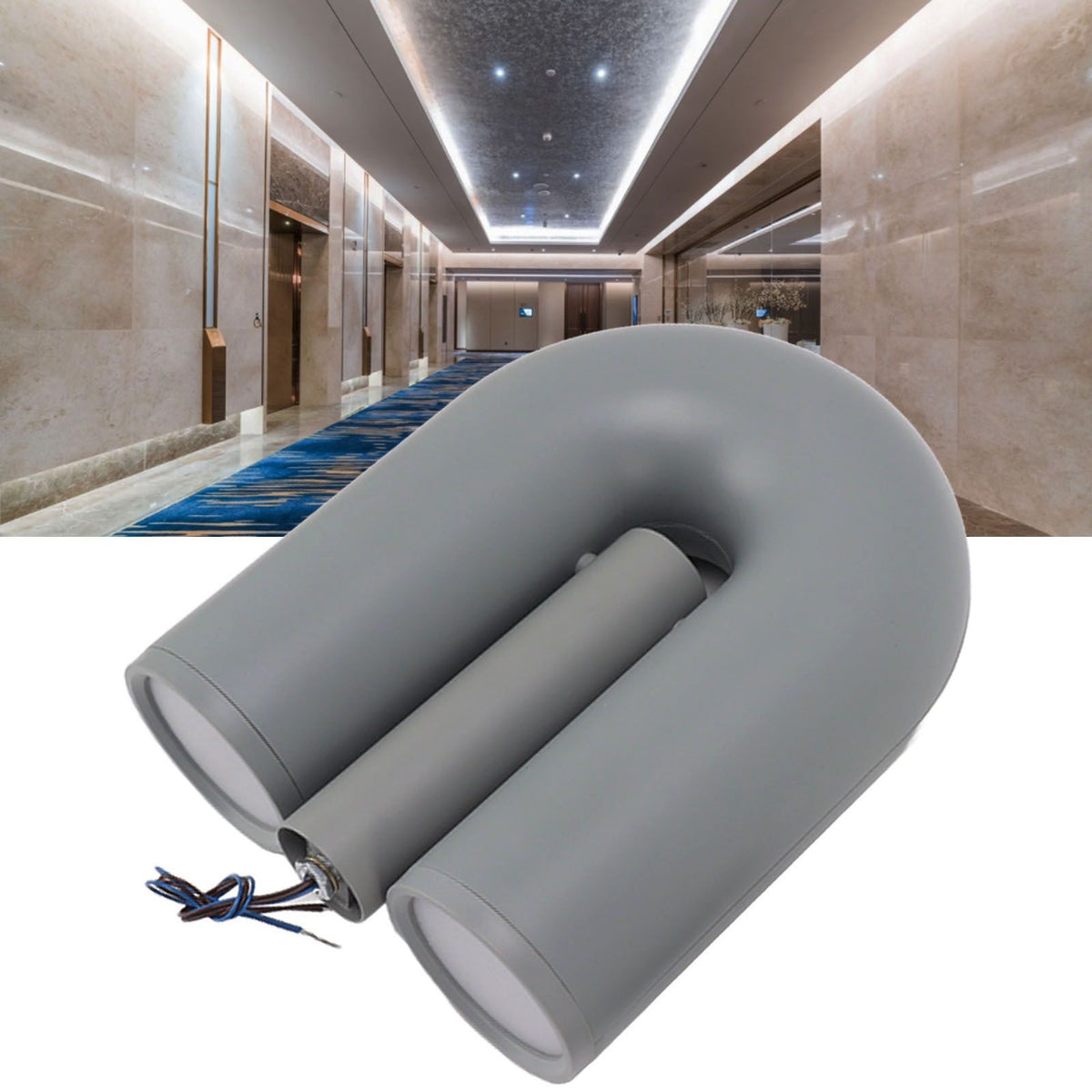 U Shape Wall Lamp Iron ABS Nordic Modern Warm Light Decorative Wall Mounted U Shape Lantern for Hotel Hallway 85 to 265V Grey