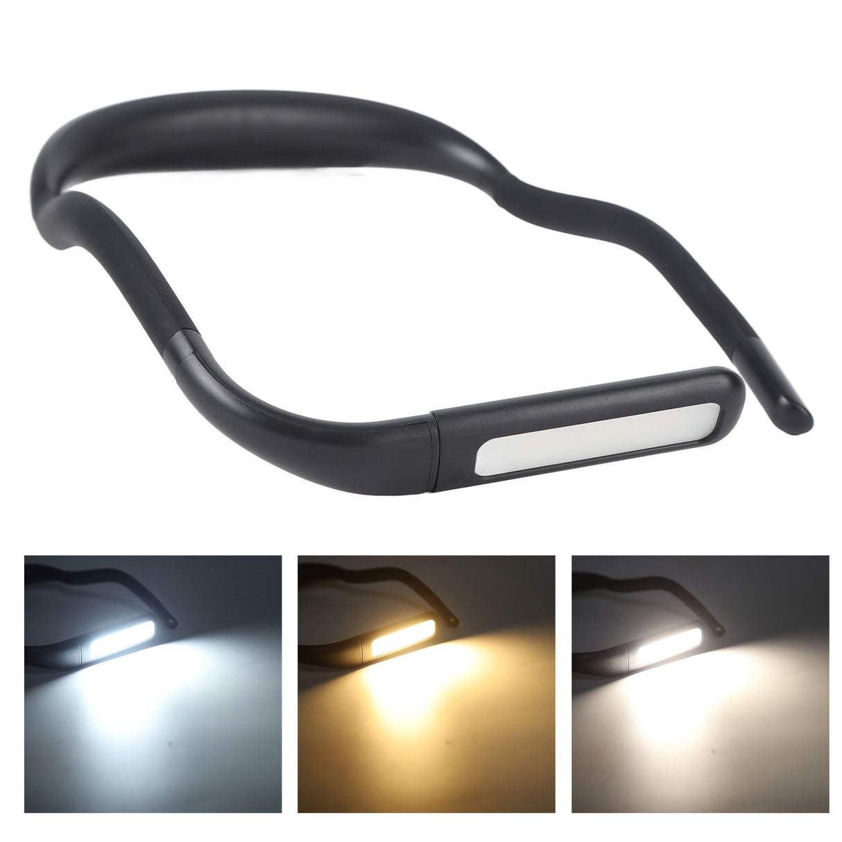 Neck Reading Light Color Brightness Adjustable Flexible Hands Free LED Book Light for Camping Repairing Black
