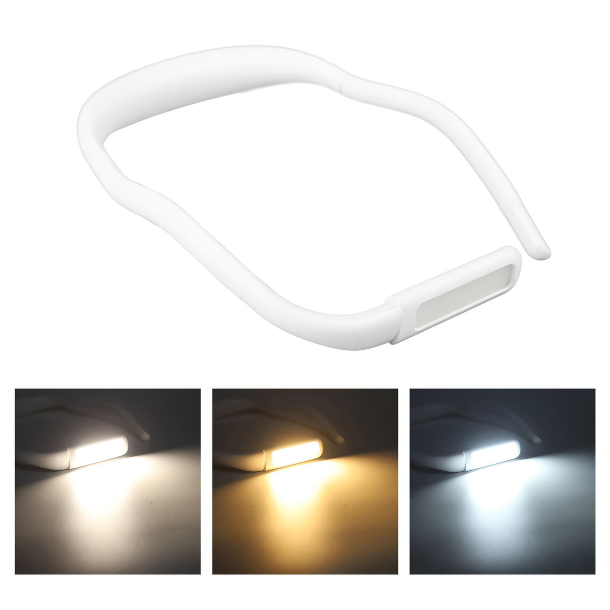 Neck Reading Light Color Brightness Adjustable Flexible Hands Free LED Book Light for Camping Repairing White