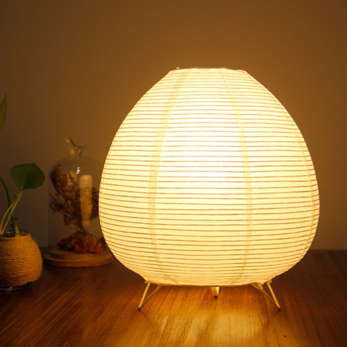 Rice Paper Lantern Lamp Soft Warm Light Home Decoration Modern Standing Bedside Table Lamp for Cafe Bedroom