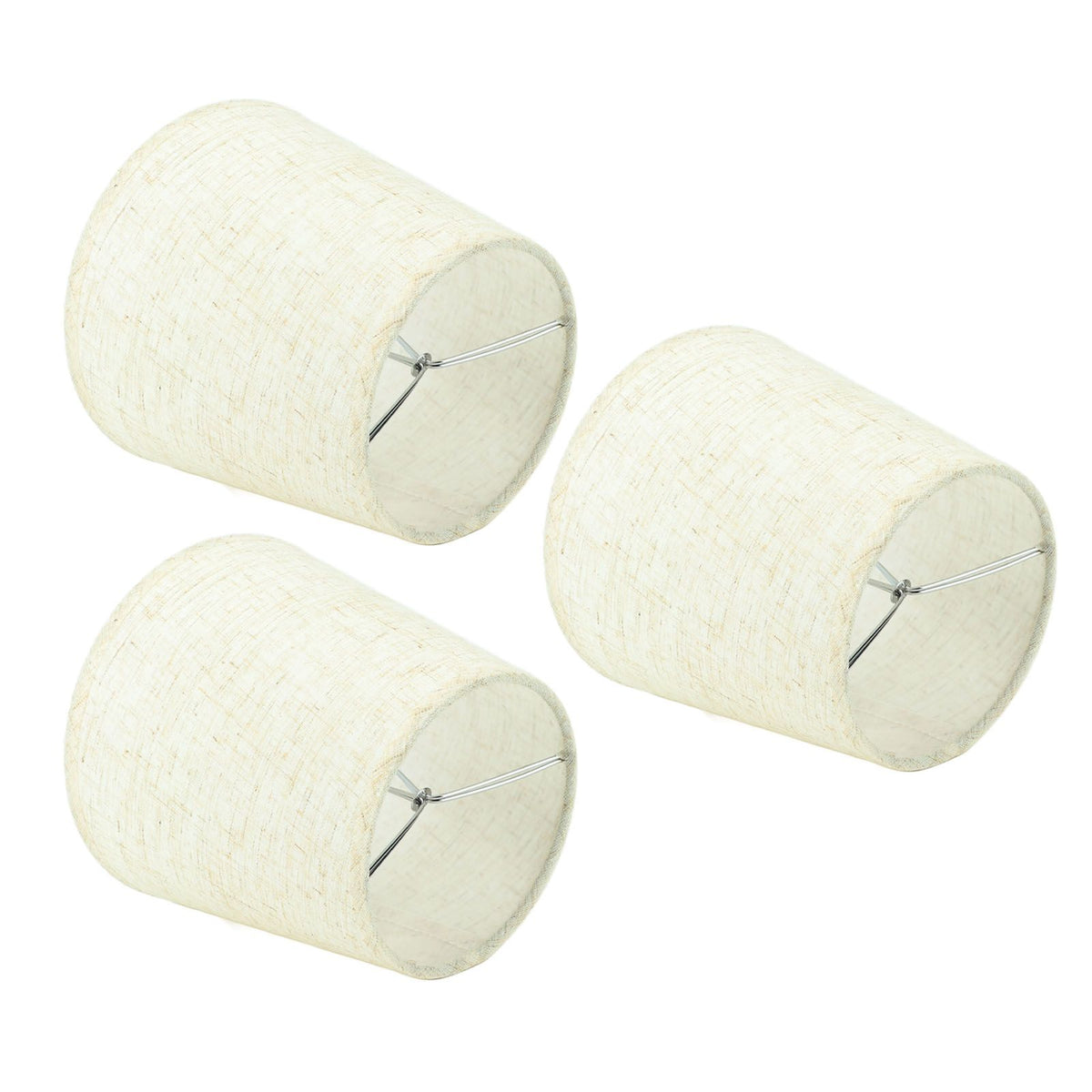 3Pcs Lampshades Hand Crafted Natural Linen Stylish Dustproof Barrel Chandelier Shades For Table Lamps and Floor Light