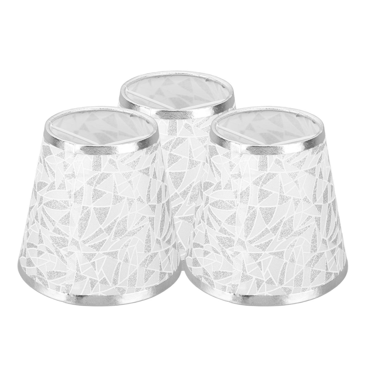 Cloth Lampshade Clip On Design Modern Barrel Fabric Lamp Shades for E14 Bulb Chandelier Wall Lamp 3pcs Silver